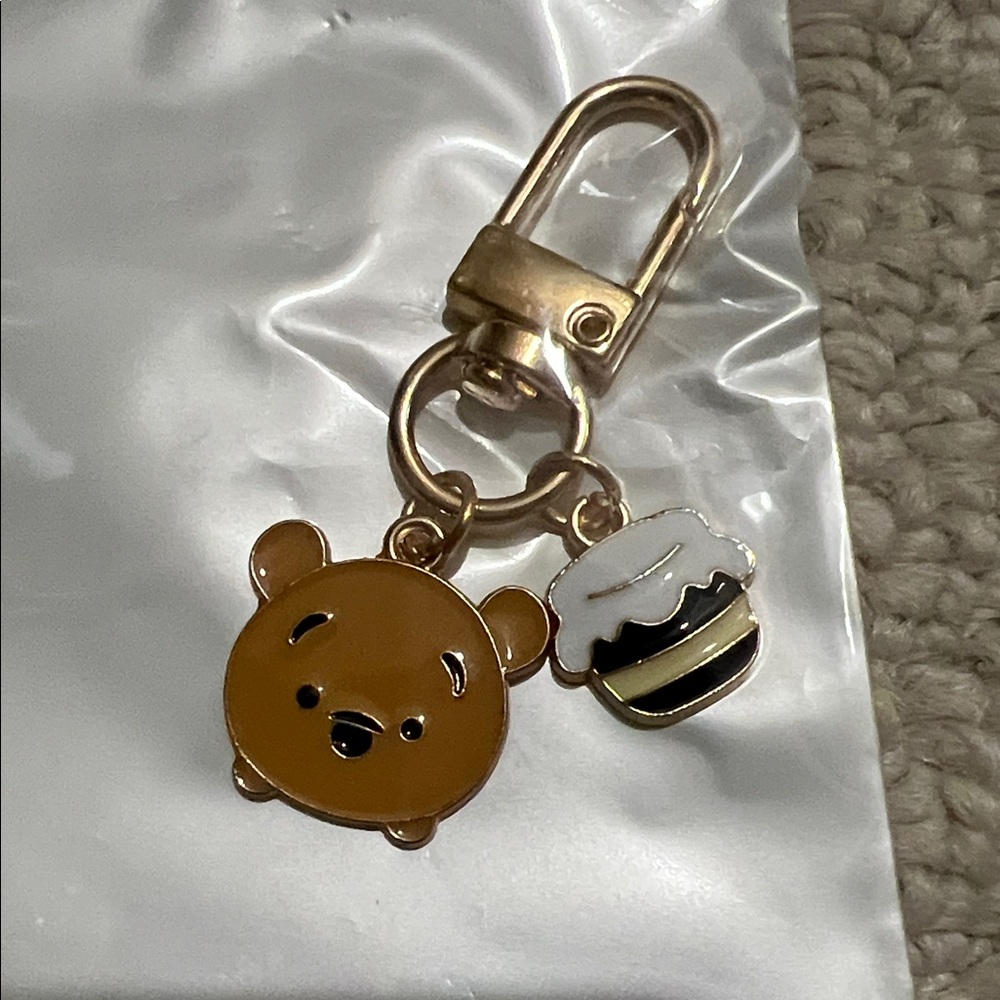 Cute Pooh and Beehive Keychain Charm